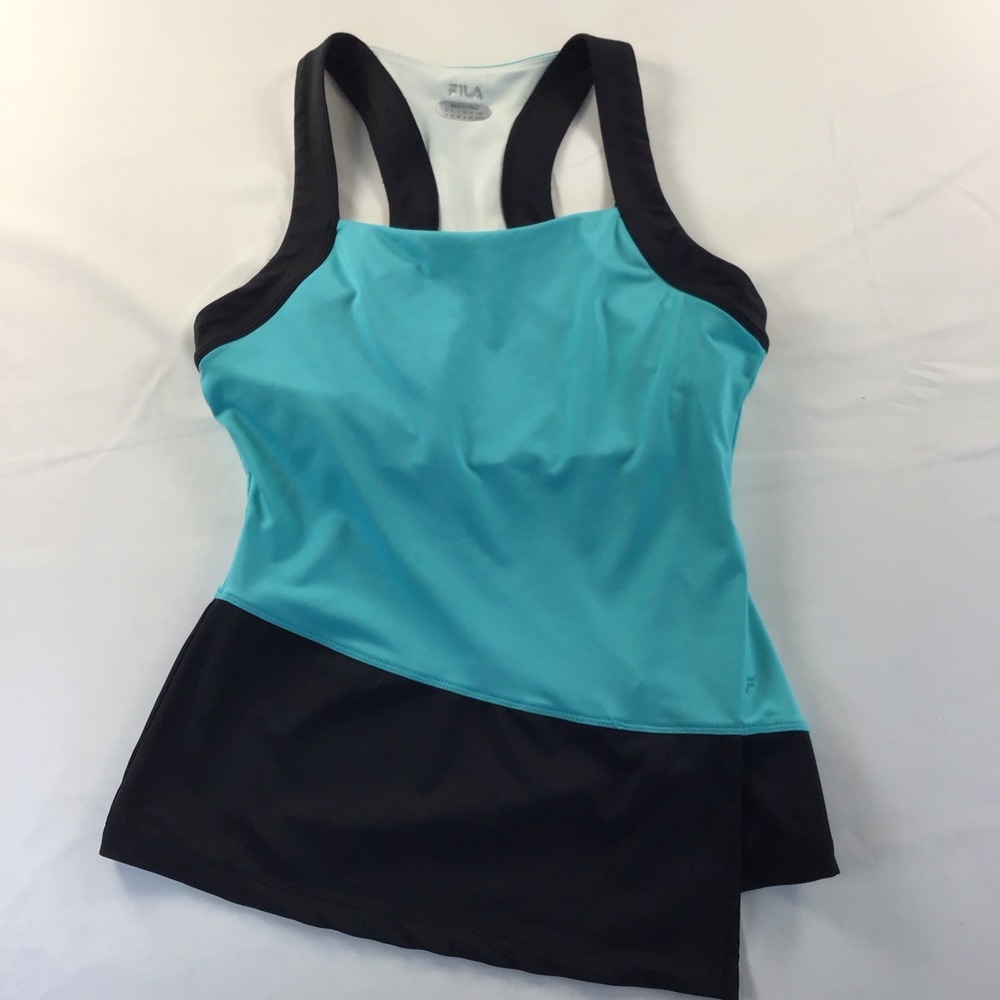 FILA SPORT Racerback Tank, Black Turquoise and White XS‎